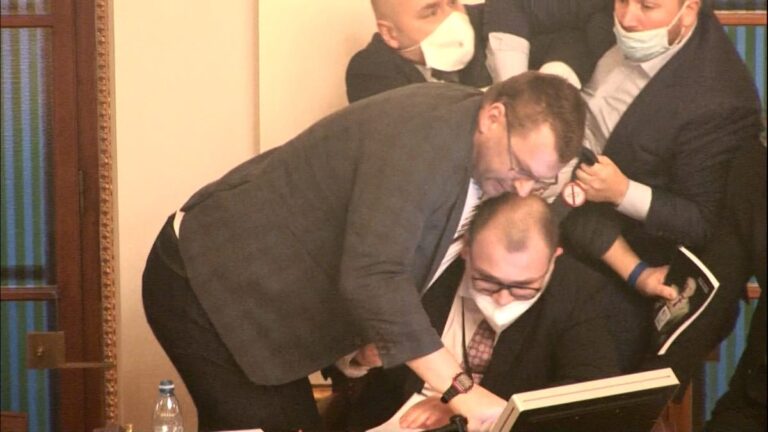 Vystoupení Volného ve Sněmovně vyústilo ve fyzickou potyčku