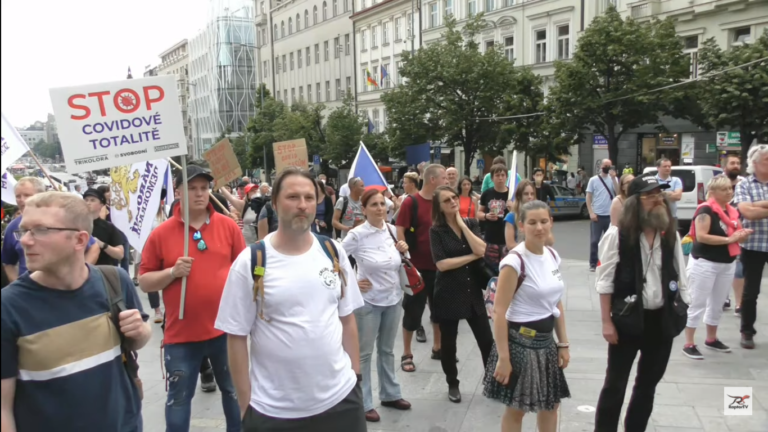 V centru Prahy stovka příznivců Chcípl PES demonstrovala proti vládě