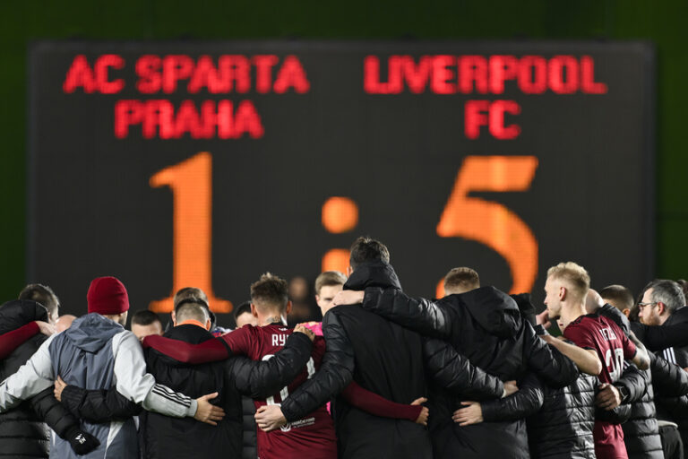 Sparta utrpěla v osmifinále Evropské ligy doma s Liverpoolem debakl 1:5