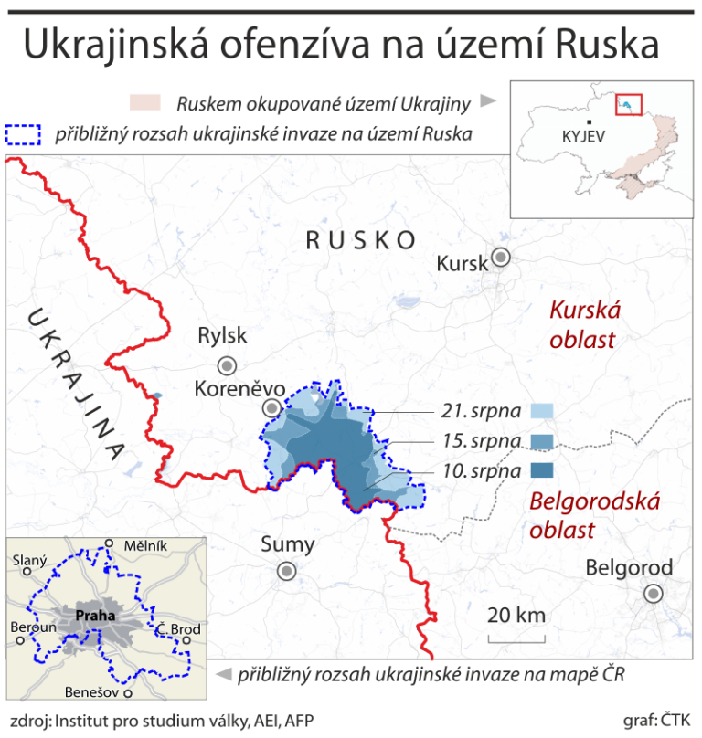 Zelenskyj oznámil dobytí další ruské obce a útlum ostřelování Sumské oblasti