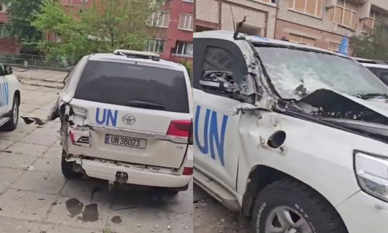 Ruské FPV drony zaútočily v Chersonu na vozidlo humanitární mise OSN
